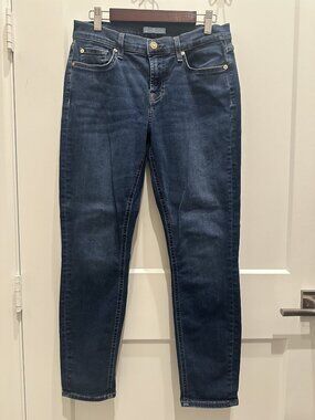 7 For All Mankind The Ankle Skinny Jeans Rinsed Indigo Dark Wash Size 28